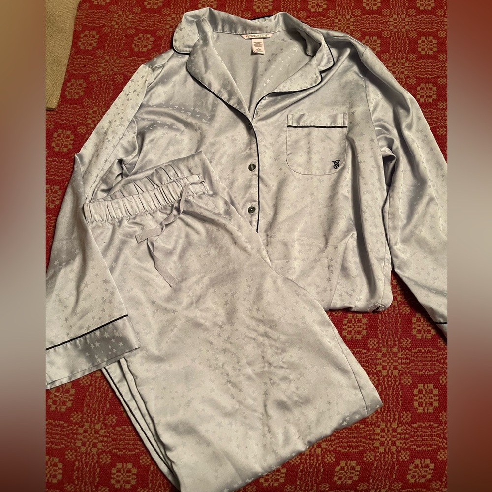 Victoria Secret Silver Satin Pajama Set